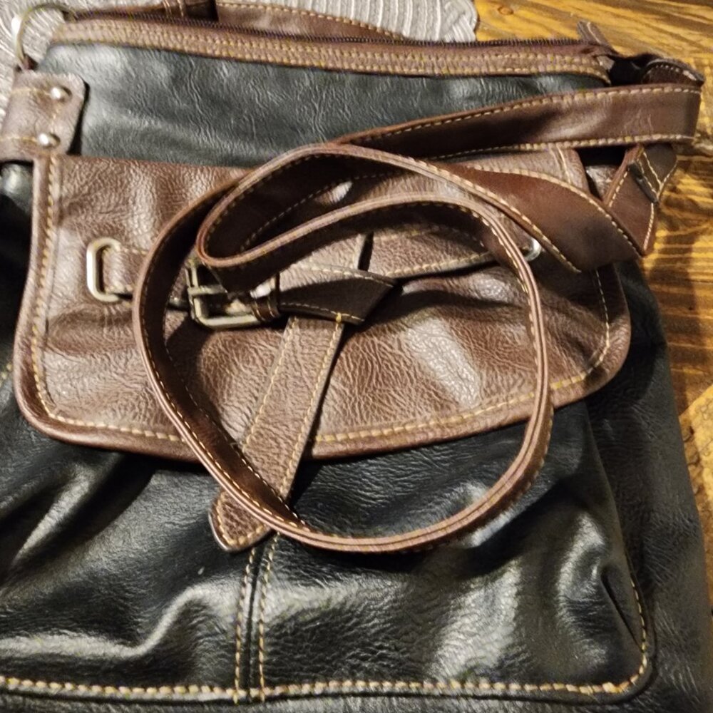 Black and Brown Leather Handbag, Cute Purse, - Picture 4 of 8
